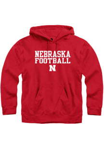 Mens Nebraska Cornhuskers Red Rally Stacked Football Hooded Sweatshirt