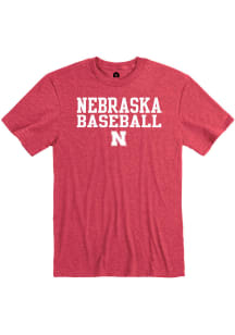 Nebraska Cornhuskers Red Rally Stacked Baseball Short Sleeve Fashion T Shirt