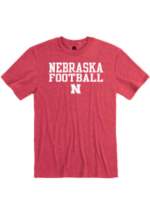 Rally Nebraska Cornhuskers Red Stacked Football Short Sleeve Fashion T Shirt