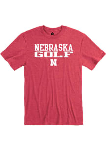 Rally Nebraska Cornhuskers Red Stacked Golf Short Sleeve Fashion T Shirt