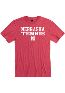 Rally Nebraska Cornhuskers Red Stacked Tennis Short Sleeve Fashion T Shirt