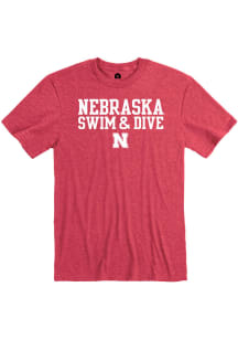 Nebraska Cornhuskers Red Rally Stacked Swim and Dive Short Sleeve Fashion T Shirt