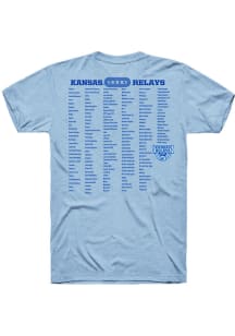 Rally Kansas Jayhawks Light Blue 2024 Kansas Relays Roster Short Sleeve T Shirt