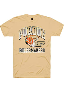 Rally Purdue Boilermakers Gold Basketball Hoop Short Sleeve T Shirt