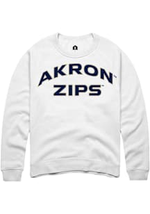 Rally Akron Zips Mens White Arch Name Long Sleeve Crew Sweatshirt