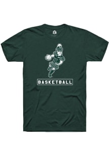 Michigan State Spartans Green Rally Sparty Playing Basketball Short Sleeve T Shirt