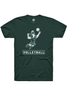 Michigan State Spartans Green Rally Sparty Playing Volleyball Short Sleeve T Shirt