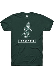 Michigan State Spartans Green Rally Sparty Playing Soccer Short Sleeve T Shirt