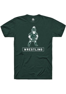 Michigan State Spartans Green Rally Sparty Playing Wrestling Short Sleeve T Shirt