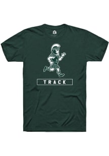 Michigan State Spartans Green Rally Sparty Playing Track and Field Short Sleeve T Shirt