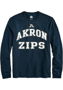 Rally Akron Zips Navy Blue No 1 Graphic Long Sleeve T Shirt