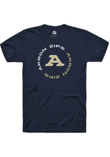 Rally Akron Zips Navy Blue Circle Short Sleeve T Shirt