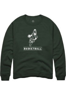 Mens Michigan State Spartans Green Rally Sparty Playing Basketball Crew Sweatshirt