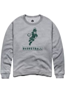 Mens Michigan State Spartans Grey Rally Sparty Playing Basketball Crew Sweatshirt