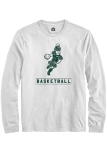 Mens Michigan State Spartans White Rally Sparty Playing Basketball Tee