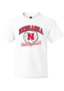 Youth Nebraska Cornhuskers White Rally Volleyball Short Sleeve T-Shirt