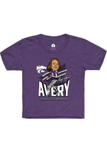 Avery Johnson K-State Wildcats Youth Purple NIL Sport Icon Player Tee