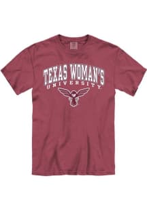 Texas Womans University Maroon Arch Mascot Garment Dyed Short Sleeve T Shirt