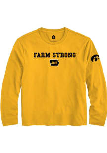 Rally Iowa Hawkeyes Youth Gold Farm Strong Long Sleeve T-Shirt