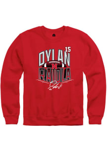 Dylan Raiola Rally Mens Red Nebraska Cornhuskers Football Name and Number Crew Sweatshirt