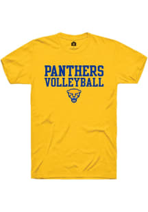 Pitt Panthers Gold Rally Sport Drop Volleyball Stacked Short Sleeve T Shirt