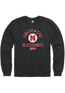 Mens Nebraska Cornhuskers Black Rally Volleyball Black Shorts Crew Sweatshirt