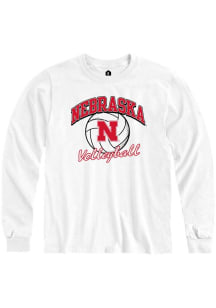 Mens Nebraska Cornhuskers White Rally Number One Volleyball Tee