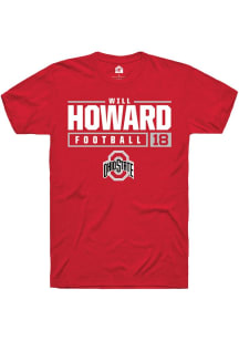 Will Howard Red Ohio State Buckeyes NIL Stacked Box Short Sleeve T Shirt