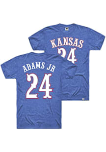 KJ Adams Jr Kansas Jayhawks Blue MBB Name and Number Short Sleeve Player T Shirt