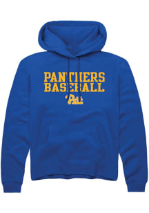 Mens Pitt Panthers Blue Rally Stacked Baseball Hooded Sweatshirt