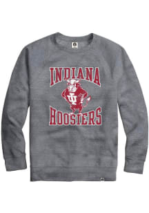 Mens Indiana Hoosiers Grey Rally Triblend Distressed Number One Graphic Fashion Sweatshirt