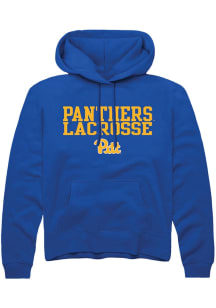 Mens Pitt Panthers Blue Rally Lacrosse Stacked Hooded Sweatshirt