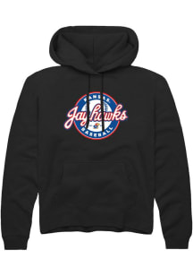 Rally Kansas Jayhawks Mens Black Baseball Script Fashion Hood