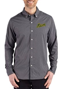 Cutter and Buck George Mason University Mens Black Vault Skyline Long Sleeve Dress Shirt