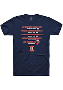 Illinois Fighting Illini Navy Blue Rally NIL One-Off Short Sleeve Player T Shirt