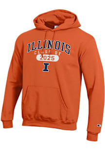 Champion Illinois Fighting Illini Mens Orange Class of 2025 Pill Powerblend Long Sleeve Hoodie
