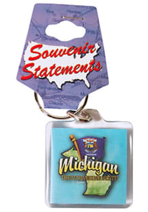 Michigan Map and Flag Keychain