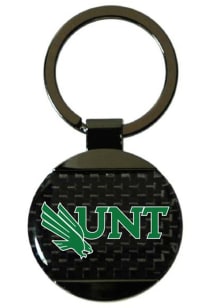North Texas Mean Green Round Carbon Fiber Keychain - Green