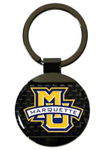 Marquette Golden Eagles Round Carbon Fiber Keychain - Navy Blue