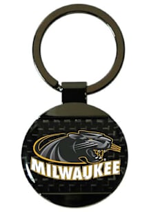 Wisconsin-Milwaukee Panthers Round Carbon Fiber Keychain - Black