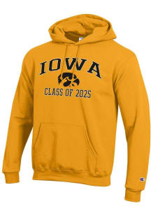 Mens Iowa Hawkeyes Gold Champion Class of 2025 Text Powerblend Hooded Sweatshirt