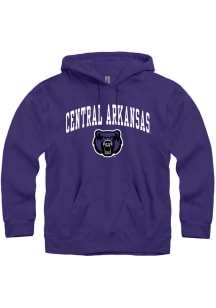 Central Arkansas Bears Mens Purple Arch Mascot Long Sleeve Hoodie