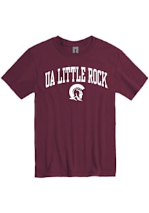 U of A at Little Rock Trojans Maroon Arch Mascot Short Sleeve T Shirt