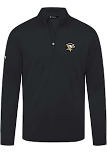 Levelwear Pittsburgh Penguins Mens Black Heron Embroidered 3D Patch Long Sleeve Qtr Zip Pullover