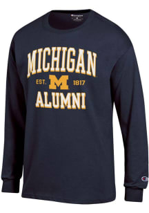 Mens Michigan Wolverines Navy Blue Champion Est Alumni Jersey Tee