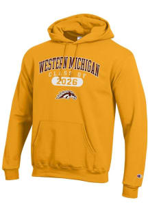 Mens Western Michigan Broncos Gold Champion Arch Pill Class of 2026 Powerblend Hooded Sweatshirt