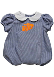 Vive La Fete UTEP Miners Baby Navy Blue Gingham Collar Short Sleeve One Piece