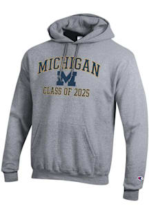 Champion Michigan Wolverines Mens Grey Class of 2025 Text Powerblend Long Sleeve Hoodie