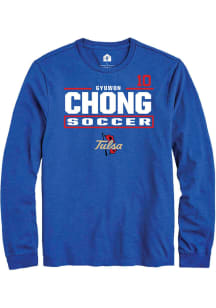Gyuwon Chong Mens Blue Tulsa Golden Hurricane NIL Stacked Box Long Sleeve Player T Shirt