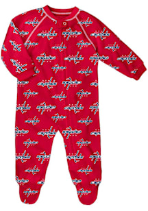 Washington Capitals Baby Red Raglan Loungewear One Piece Pajamas